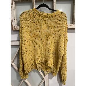NWT La Miel size small medium yellow confetti distressed sweater